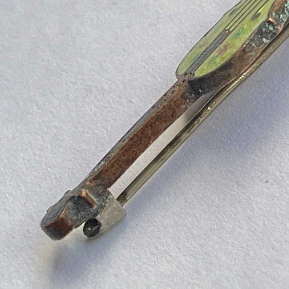 Antique Enamel Fiddle Violin Brooch - Picture 8 of 15